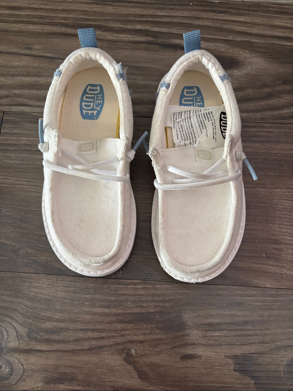 Hey Dude BoyToddlee White Canvas Slip-On Sneakers- size 10C